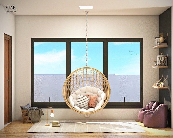 Espaço de leitura de uma casa em condomínio em Mogi das Cruzes. Condomínio Veneza.