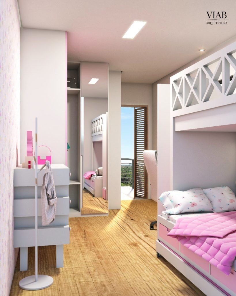 Suíte infantil, para menina, de uma casa em condomínio em Mogi das Cruzes. Condomínio Veneza.